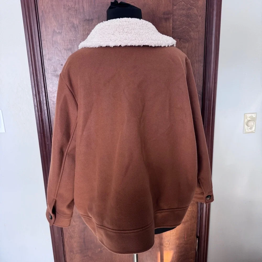 Old Navy Plus Size Brown Jacket with Sherpa Collar